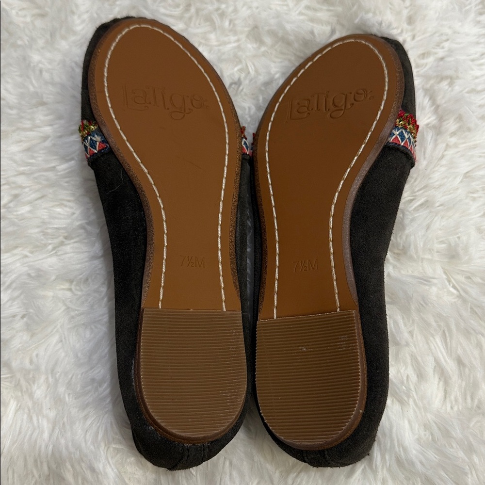 Latigo Basia Black Suede Embroidered Loafers Slip-On Flats Size 7.5M - Picture 8 of 14